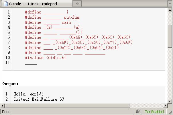 codepad.org执行BT的hello world codepad.org执行BT的hello world